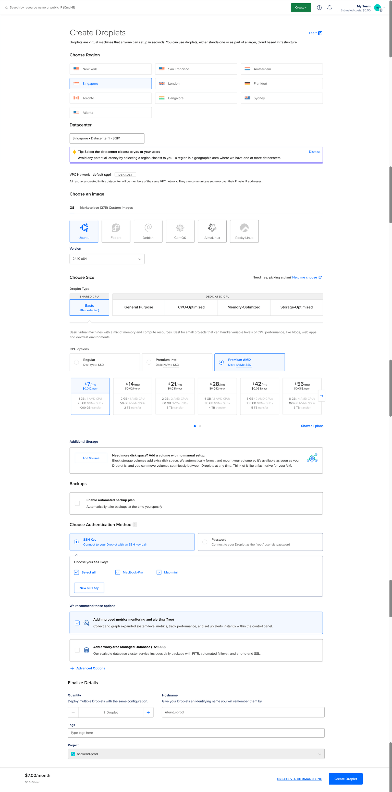 创建 Droplets 配置